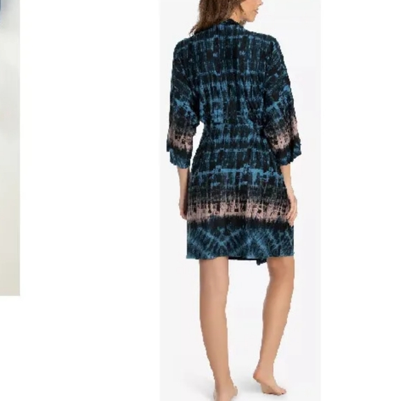 LINEA DONATELLA Tie-Dye Wrap Robe Turquoise Size L/XL - Picture 2 of 6